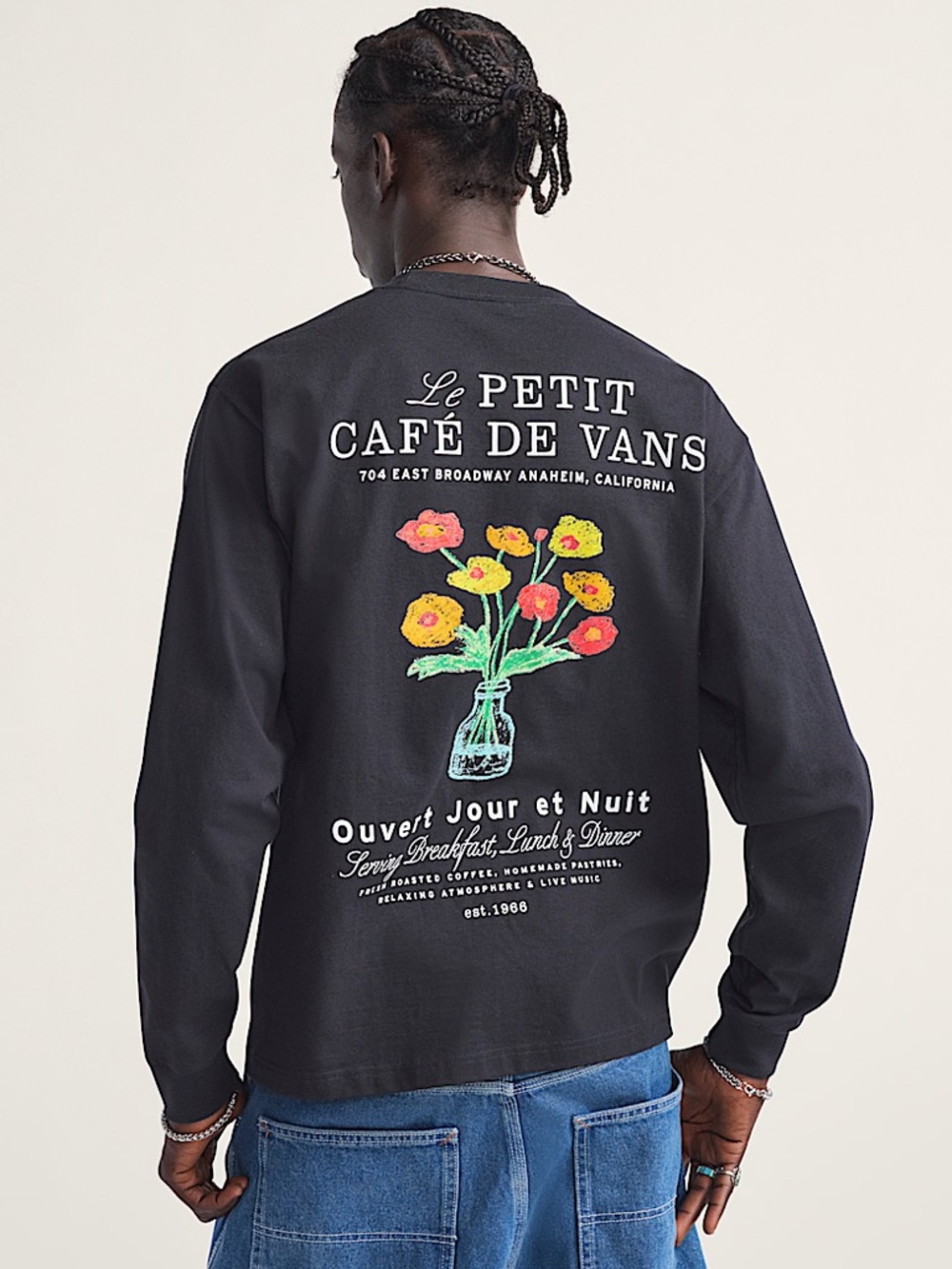 VANS Cafe De Paris Long Sleeve Crewneck Shirt - XL - Black - NWT - Picture 3 of 3